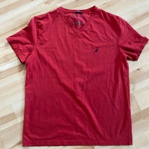 Nautica Men’s Red VNeck Casual Soft Tee Sz M